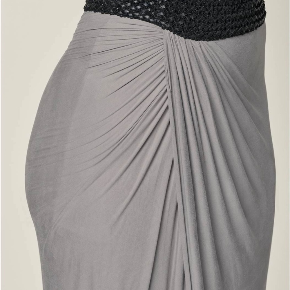 Faux-Leather Waistband Detail Maxi Skirt